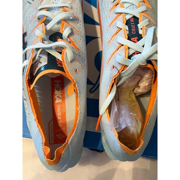 Hoka Cielo X MD Mens Track Spikes Ice Blue Orange Carbon‎ Plate Racing Shoes NEW main image 4